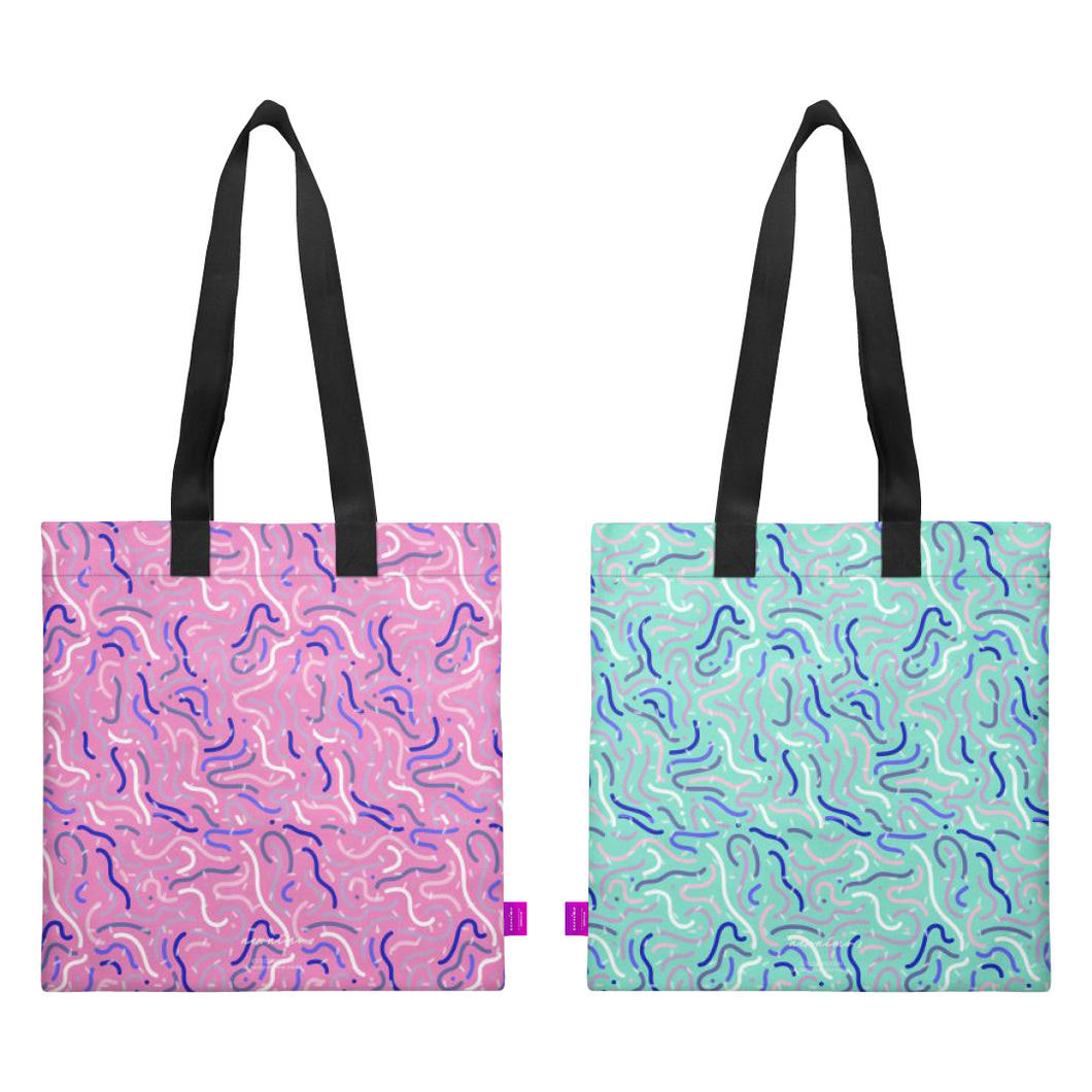 Squiggles Reversible Organic Cotton Canvas Tote Bag