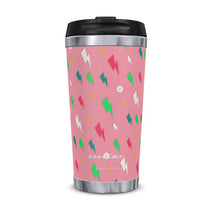 Load image into Gallery viewer, Bowie Bolts Berry Thermal Travel Mug
