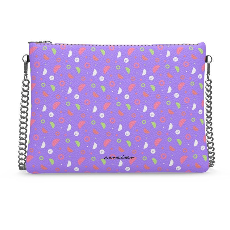 Crescent Geometric Lilac Leather Crossbody/Clutch Bag