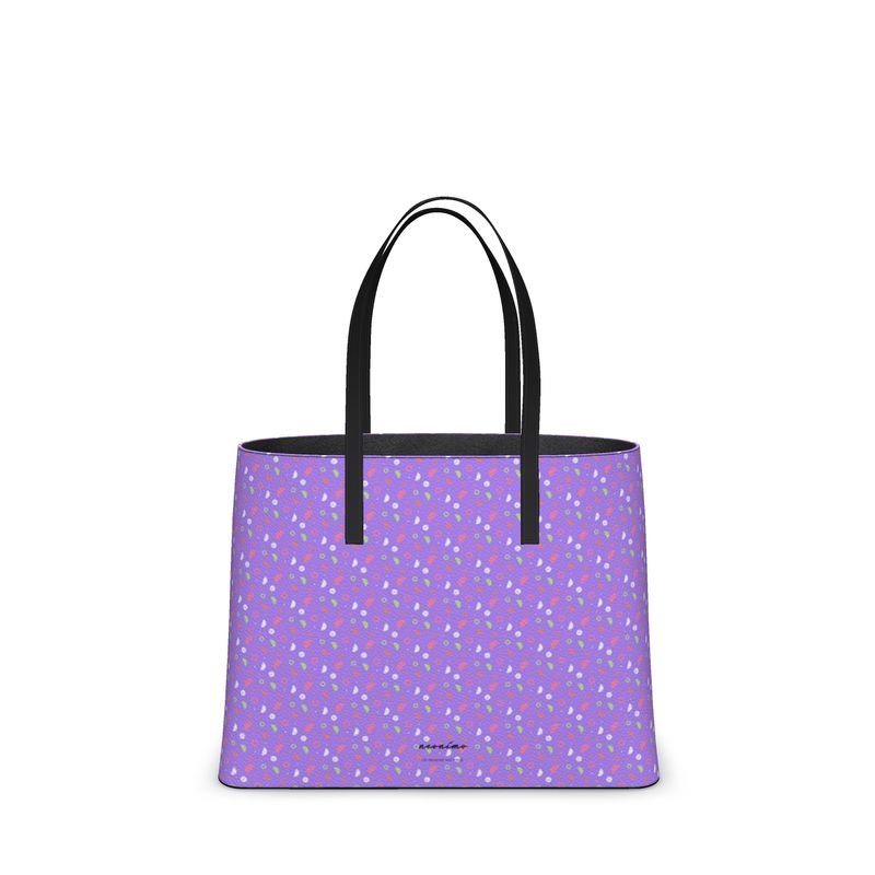 Crescent Geometric Lilac Leather Tote Bag