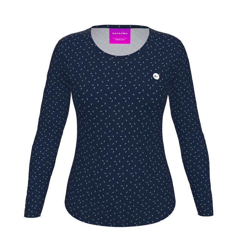 Women's Recycled Long Sleeve Fitted T-shirt Blackcurrant Navy