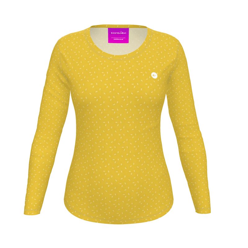 Women's Recycled Long Sleeve Fitted T-shirt Mango Yellow