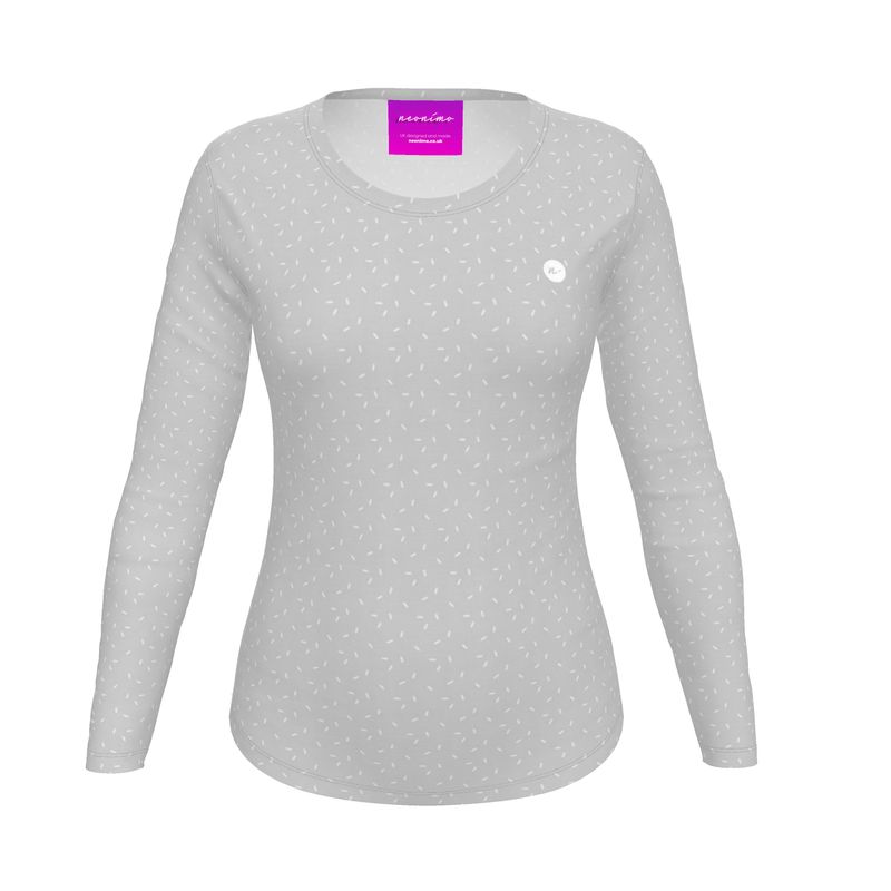 Women's Recycled Long Sleeve Fitted T-shirt Light Grey
