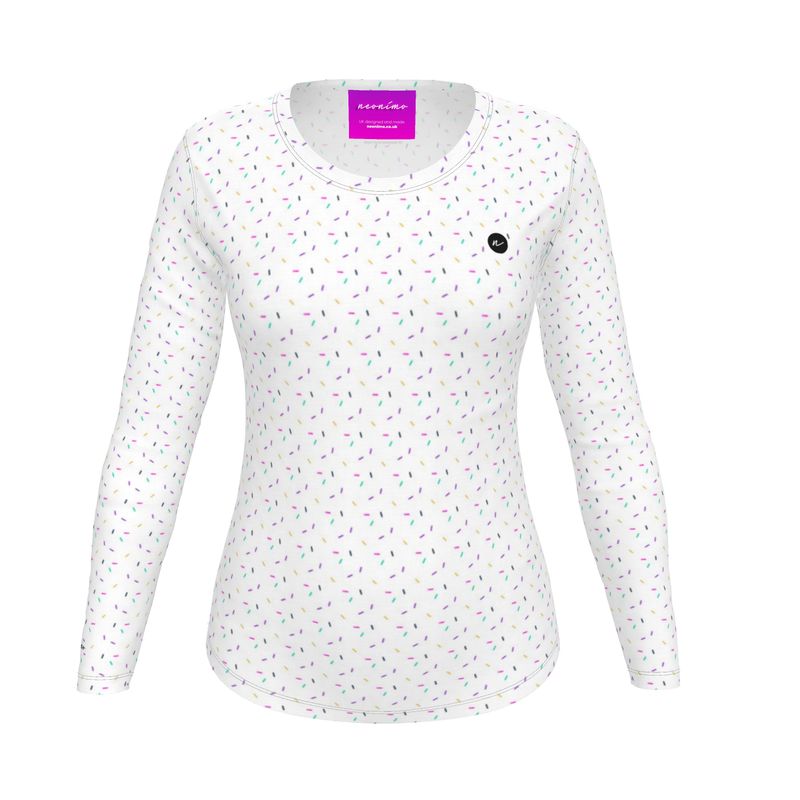 Women's Recycled Long Sleeve Fitted T-shirt White Sprinkles