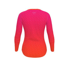 Load image into Gallery viewer, Women&#39;s Recycled Long Sleeve Fitted T-shirt Cerise Red Ombré

