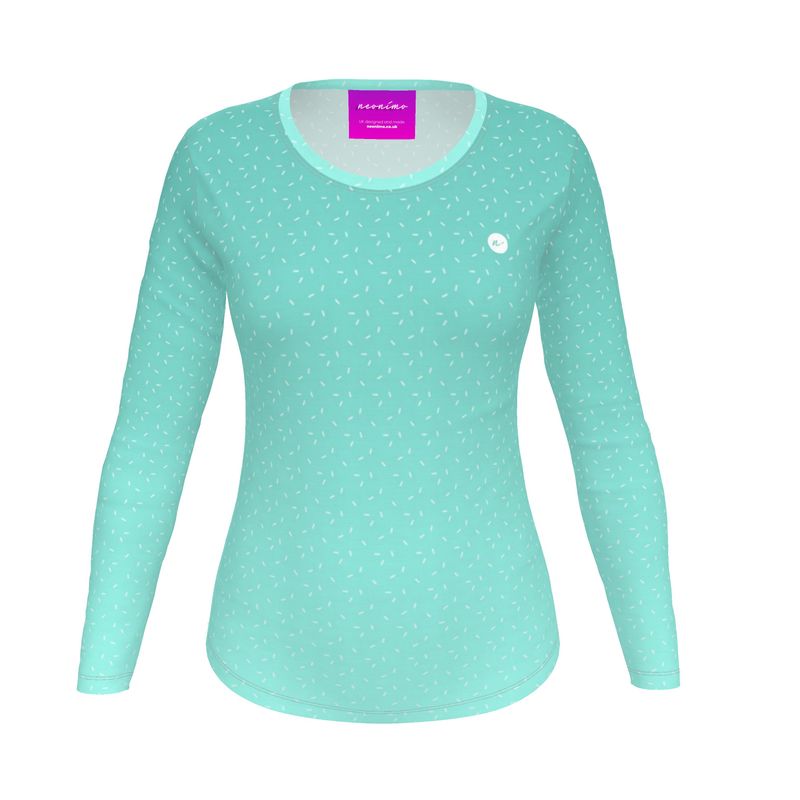 Women's Recycled Long Sleeve Fitted T-shirt Mint Green Ombré