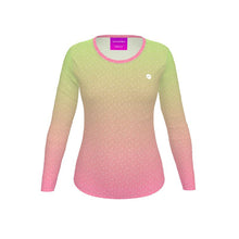 Load image into Gallery viewer, Women&#39;s Recycled Long Sleeve Fitted T-shirt Electric Pink Ombré
