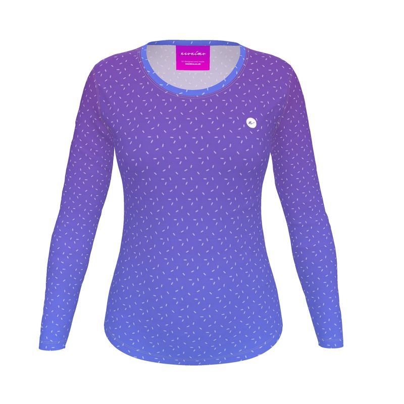 Women's Recycled Long Sleeve Fitted T-shirt Grape Purple Ombré