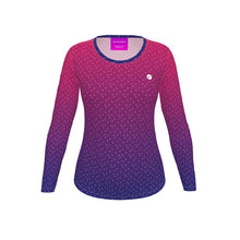 Load image into Gallery viewer, Women&#39;s Recycled Long Sleeve Fitted T-shirt Neon Purple Ombré
