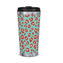 Load image into Gallery viewer, Leopard Print Mint Green Thermal Travel Mug
