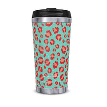 Load image into Gallery viewer, Leopard Print Mint Green Thermal Travel Mug

