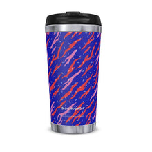 Load image into Gallery viewer, Tiger Print Deep Blue Thermal Travel Mug
