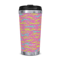 Load image into Gallery viewer, Wild Cat Print Marshmallow Pink Thermal Travel Mug
