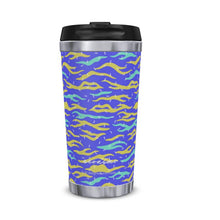 Load image into Gallery viewer, Wild Cat Print Cobalt Blue Thermal Travel Mug
