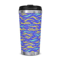 Load image into Gallery viewer, Wild Cat Print Cobalt Blue Thermal Travel Mug
