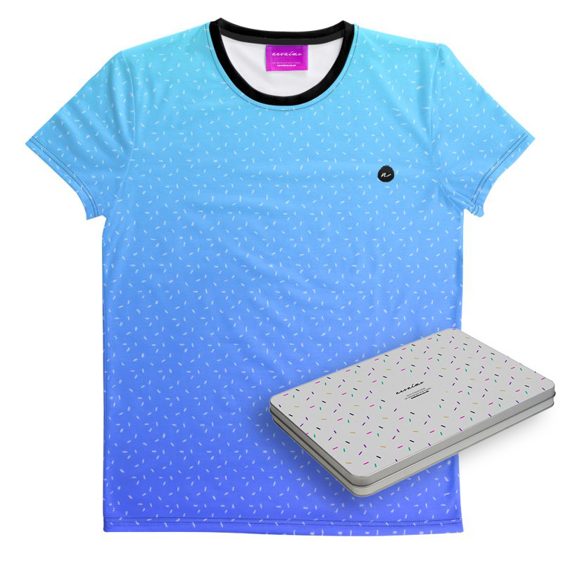 Unisex Recycled T-shirt Ice Blue Ombré With Gift Box